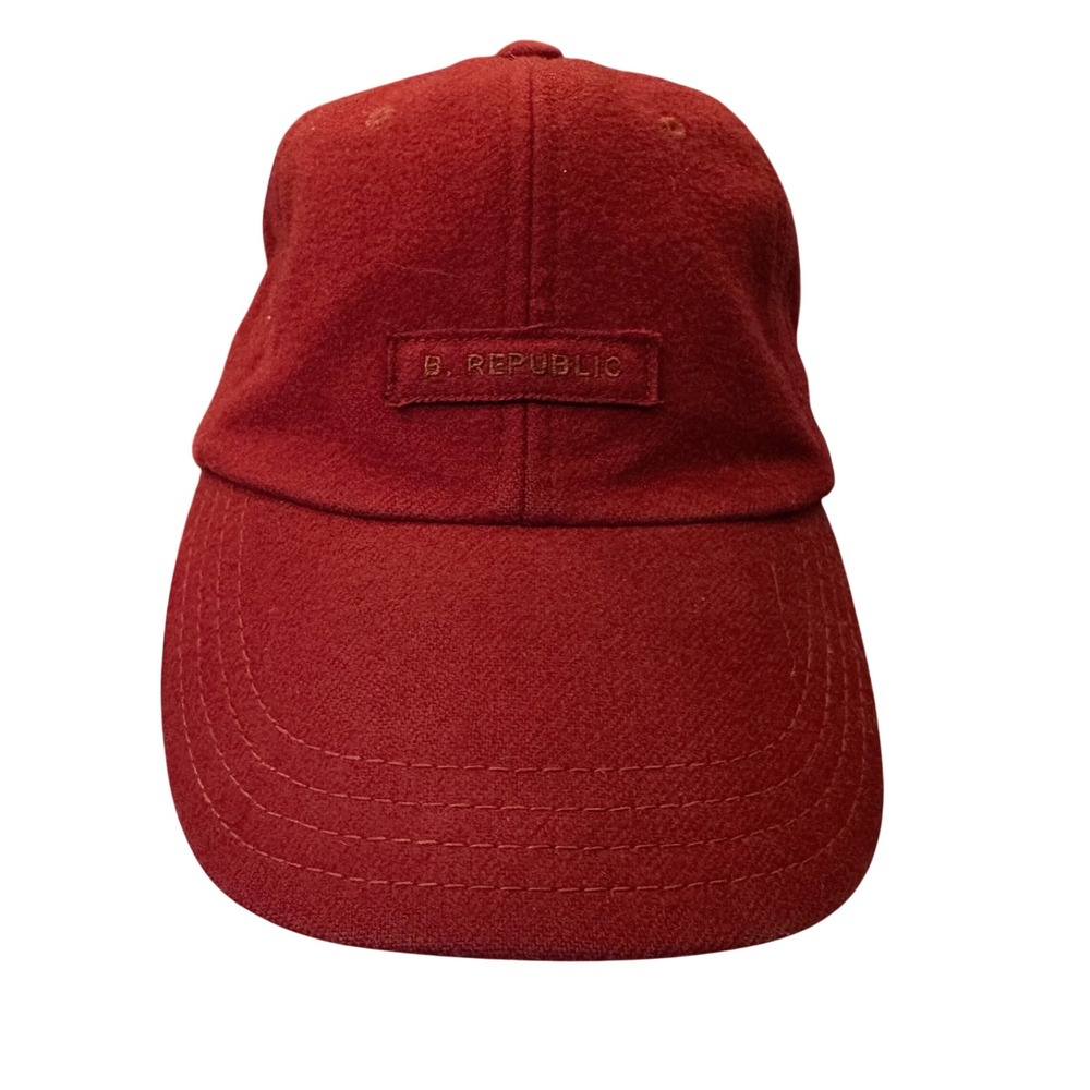 Banana Republic Red Wool Blend Baseball Cap Leather Strap Adjustable Hat